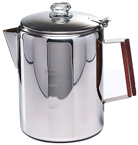 ZOWIE KING Camping-Fire Coffee Percolator Stovetop Pot- Stainless Steel Stove top Coffee Pot, Unleash Flavor in the Great Outdoors (12 Cups)