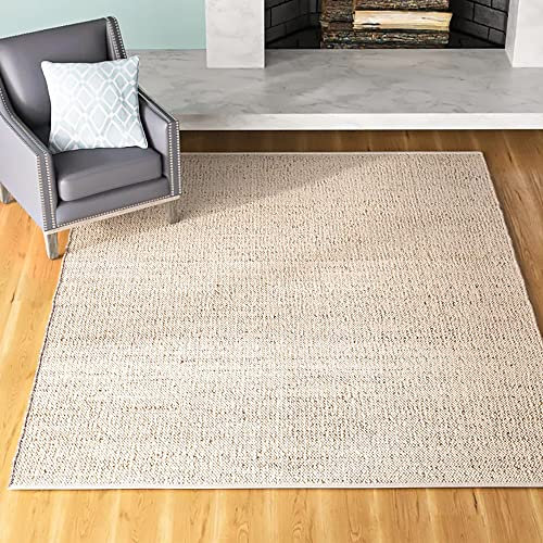 SISOSU Jute Cotton Area Rug - Handcrafted Traditional Rugs - Hand Woven Rug - Natural Rugs for Entryway Bedroom, Dining Room, Rustic Bohemian Décor - Eco-Friendly - 4’ x 6’ - Natural Beige