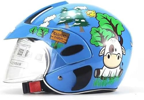 Halbhelm für Kinder im Sommer mit Visier, Vintage 3/4 Motorrad Retro Leichter Jethelm, Sommer Halbschalenhelme mit Totenkopfkappe für Jungen Mädchen, Moped Roller Leichter Helm ECE-Zertifizierung