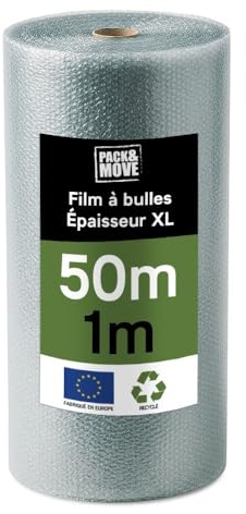 Pack And Move - Film à Bulle Recyclé - 1 X 50 M - Déménagement, Expédition Et Protection - Papier Bulle De Qualité