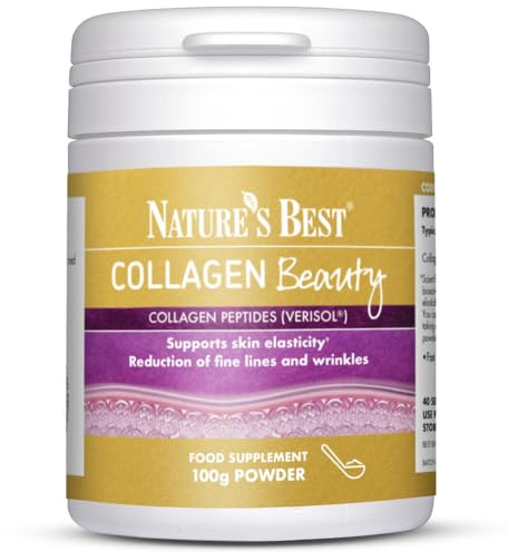 Nature's Best Collagen Beauty Powder - Supports Skin Elasticity & Reduces Fine Lines - Taste-Free, Fast Dissolving Collagen Peptides - UK Made - 100g, 40 Servings