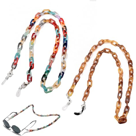 Integrity.1 2 Pièces Femmes Chaîne de lunettes Acrylique, Chaîne de lunettes de Soleil Rétro en Acrylique, pour les lunettes et les Masques