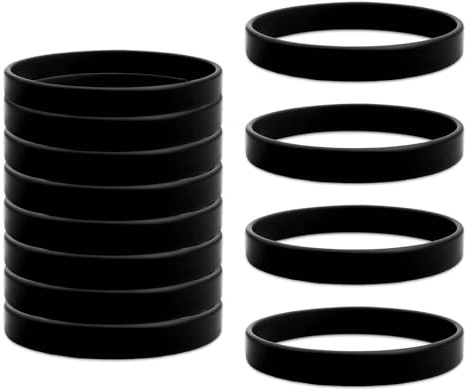12 Pieces Black Silicone Rubber Bracelets, Blank Personalised Anti-Static Solid Stretch Wristbands, Unisex for Adults Teens Men Women, Ideal for Games Party Favors, Sports Teams Events, Gifts