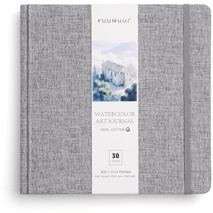 Sketchbook Acquerello 19x19 cm - 100% Cotone, 30 Fogli 300 g/m², Carta Pressata a Freddo Senza Acidi, Watercolor Sketchbook con Copertina Rigida, Ideale per Urban Sketching, Disegno e Hand Lettering