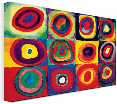 Quadro stampa su tela - Riproduzione Studio del colore di Kandinskij - Quadri in tela canvas opere d'arte pittori famosi per Soggiorno, salotto e Camera da Letto - Telaio in legno 3 CM - 120X80 CM