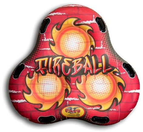 Flexible Flyer 60 Fireball Inflatable Tube Sled - 3-Person Snow Tube and Large Pool Float for Year Round Fun - Heavy Duty Triple Sled with Handles for Kids and Adults