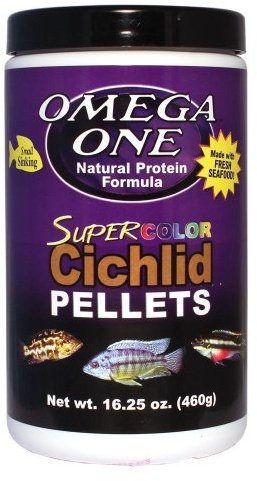 Omega One Super Color Sinking Cichlid Pellets, 2mm Small Pellets, 16.25 oz