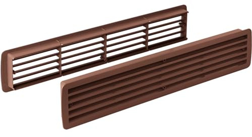 Gedotec Rejilla de ventilación | 457 x 92 mm | 1 pieza | Rejilla de puerta de plástico ABS nogal | Ventilación de puerta para puertas de 35-40 mm de espesor | Rejilla de ventilación angular