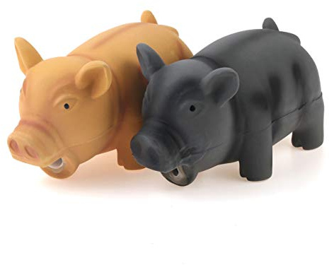 Chiwava 2 Stück 16,5 cm Quitschende Hundespielzeug Latex Schwein GRUNTING Tier Sound Welpen Kauen Interaktives Spiel für Medium Hunde