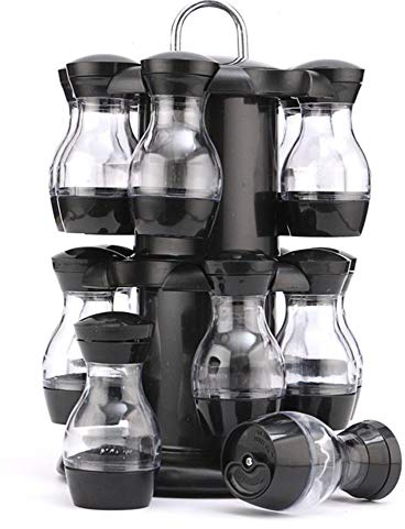 LAURUSQ Barattoli di spezie Controsoffitto Girevole Carosello Rack di spezie Agitatore di Sale e Pepe Organizzatore Supporto per spezie 1 Strato / 2 Strati, 16 barattoli