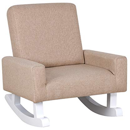 Yoonnie room Baby Rocking Chair,Toddler Chair,Kids Chair,Kids Sofa, Shaky Wooden Foot and Linen Fabric,Toddler Rocking Armchair for Boys and Girls Rest (Beige)