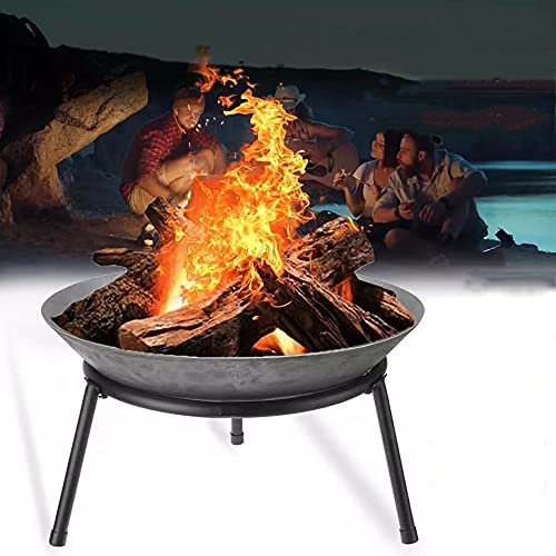 BDXZJ Cast Iron Fire Pit Bowl, 22Inch Fireplace Portable Firepit, Firepit for Outside Round Firepit Table for Outside Wood for Camping, Outdoor Heating, Bonfire and Picnic