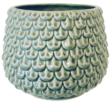Nordring Maceta Pino - Macetero Decorativo Redondo para Flores e Plantas para Interiores M (13,5 cm ø), Verde, Cerámica