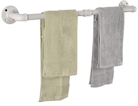 LINKPIPES Barre Porte-Serviettes Murale Industrielle Rustique Robuste pour Salle de Bain (24 inch, Blanc)