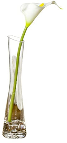 Vaso da fiori in vetro trasparente, 25 cm, stile vintage, a stelo singolo, per casa, ufficio, matrimonio, decorazione da tavolo