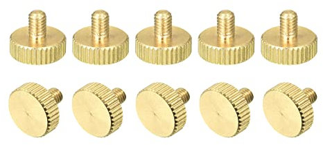 sourcing map Tornillos moleteados para pulgar, M4 x 6 mm, pernos planos de latón para PC, electrónicos, mecánicos, 10 unidades