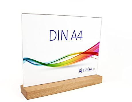 Tischaufsteller »Eiche« DIN A4 quer, Holz+Acrylglas
