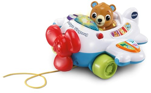 VTech Baby - Babys Flugzeug – Sprechendes Spielzeugflugzeug mit drehendem Propeller, 3 gesungenen Liedern und 10 Melodien – Für Kinder von 9-36 Monaten