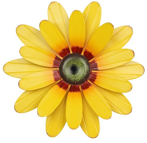 YEAHOME Sunflower Garden Decor, 11'' Metal Flower Wall Decor, Yard Hanging Wall Art Decorations for Kitchen, Bathroom, Living Room, Spring Boho Art for Indoor Outdoor
