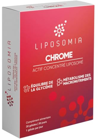 Prescription Nature - CHROME LIPOSOMIA - Complément Alimentaire Glycémie, Macronutriments (Sucre, Graisse) et Glucides - Actif Concentré, Formule Liposomée - Fabrication Française - 30 Gélules