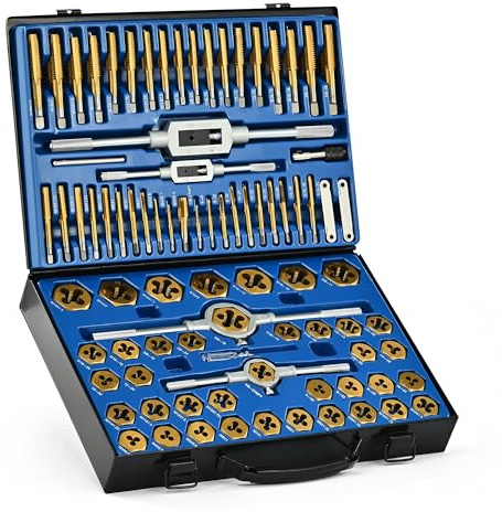 Orion Motor Tech 86pc Tap and Die Set, SAE & Metric Tap Set and Die Tool Set for Internal and External Threading, Coarse and Fine Threading Rethreading Tool Kit with Carrying Case