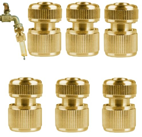 Connettore Rapido In Ottone,6 Pezzi Connettore Per Tubo Flessibile In Ottone,Connettore Per Tubo In Ottone,Raccordi Rapidi In Ottone Per Tubo Da giardino,Tubo dell'Acqua,Irrigazione