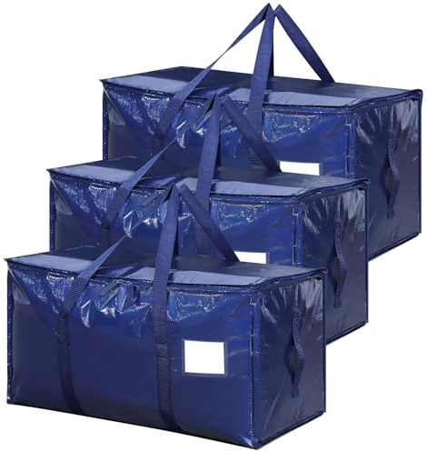 3 Pack Moving Bags and Storage Bags - 90L Heavy Duty Moving Boxes with Reinforced Bottom & Wrap-Around Handles, Tear-Resistant Reusable Storage Bins for Home, College Dorm Clothes Bedding Duvet Toys