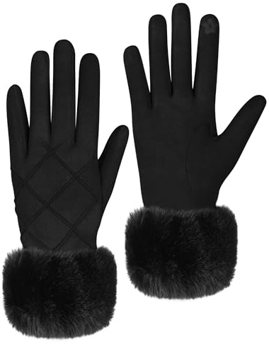 MELLIEX Gants Femme Hiver Chaud Tactiles en Cuir Suédé, Thermiques Élégants Coupe-Vent pour l'Extérieur