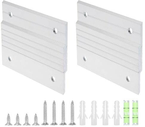 sourcing map 2 Paar französische Klammer-Bilderaufhänger, 10,2 cm, robustes Aluminium, Z-Stangen-Clip, ineinandergreifende Wandhalterung, Aufhänger-Set zum Aufhängen von Spiegelbildern