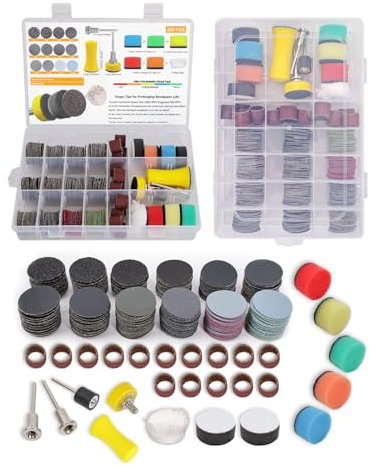 268pcs 25mm Wet and Dry Sanding Discs and Drum Sander Set, 60-10000 Grit Sanding Bits Accessories for Dremel Rotary Tools, Drill Attachment for Resin, Wood, Metal and Jewelry