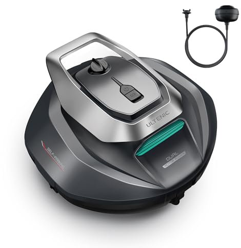 UltenicSkimmer Robot Solare, Skimmer da Piscina, 15H Autonomia, Doppia Opzione di Carico, Robot Piscina di Superficie Senza Fili con App (S1)