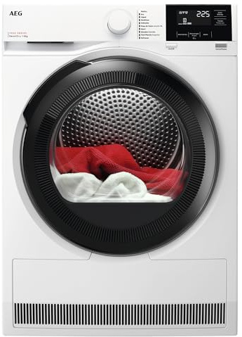 AEG TR718P4OB Secadora con Bomba de Calor 8 kg Serie 7000 SensiDry, Secado a Baja Temperatura, Sensor de Carga, Display Digital, Clase Energética D, Color Blanco
