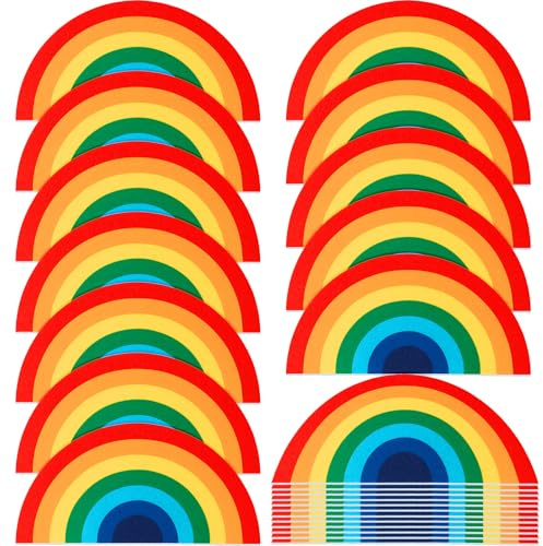 Boao 12 Pcs Large Rainbow Felt Table Mats, Rainbow Party Supplies Prop for Craft Wall Decal Painting Art Birthday Baby Showers Party Decorations
