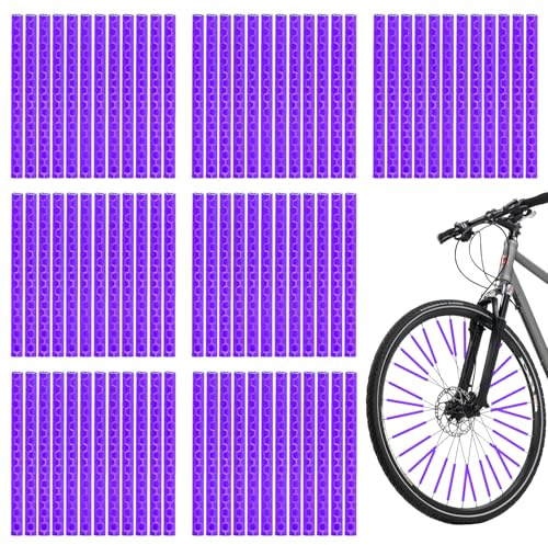 Tmefoy 84 reflectores de radios para bicicleta, visibilidad de 360°, para radios de bicicleta, fácil de montar para conducción nocturna y todo tipo de bicicletas, color lila