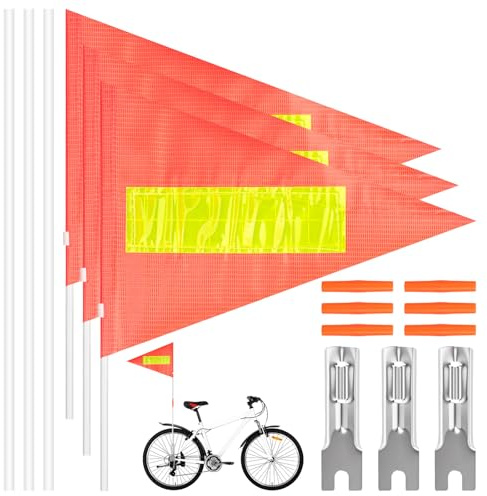 bssmmai 3 stycken flaggor cykelvagn cykelflagga barncykel cykelvimplar cykel säkerhetsvimplar justerbara