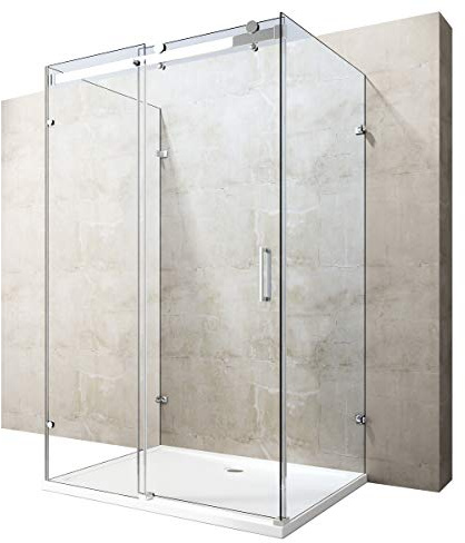 Durovin Bathrooms 1200 x 900mm U Shape Rectangular Framless Shower Enclosure with Anti-Slip Acrylic Tray - Sliding Door & 2X Side Screen - 8mm Safety Clear Glass