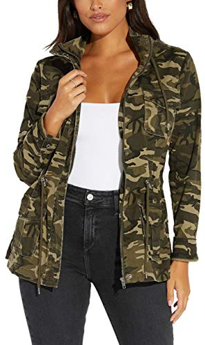 SheKiss 2026 Fall Camouflage Jackets for Women Casual Long Sleeves Oversized Cropped Cute Shacket Flattering Camo Jackets