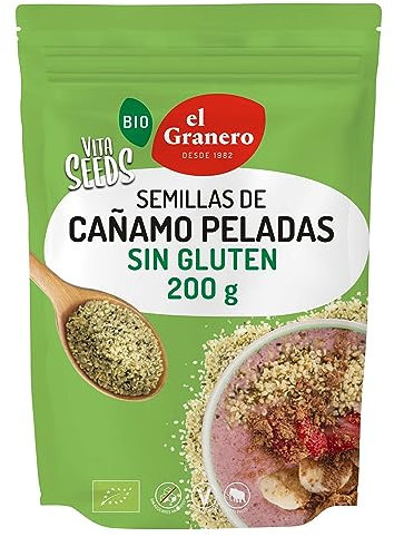 El Granero Integral - Vita Seeds Semillas de Cáñamo Pelado BIO - 200 g - Fuente de Proteínas y Ácidos Grasos Omega-3 - Rico en Hierro y Magnesio - Regula el Azúcar en la Sangre - Apto para Veganos