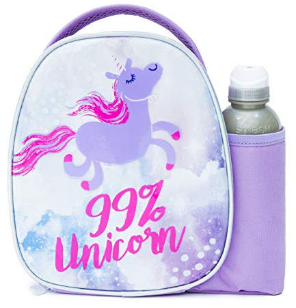 Smash 99% Unicorn Insulated Lunch Bag and 500ml Bottle, Purple, Polyester, 500 milliliters