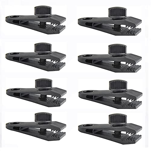 8 Stück Zeltplanen Clip Tarp Clip Zelte Clip, Planenclips aus Kunststoff, Multifunktion Planenclip für Camping, Planen, Wohnwagen, Garten (Schwarz)