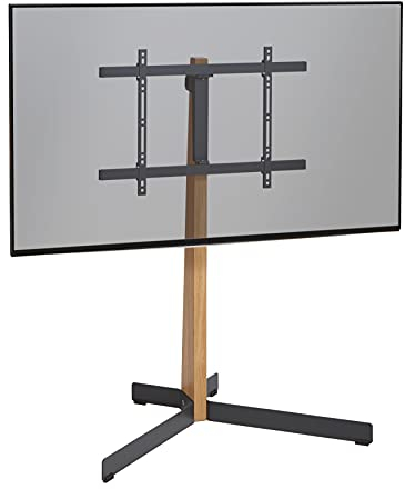 Vogel's TVS 3695 TV-Ständer für 40-77 Zoll Fernseher, Max. 50 kg, Schwenkbar bis zu 90°, Max. VESA 600x400, TV-Standfuß aus Hochwertigem PEFC-zertifiziertem Eichenholz und Stahl, Schwarz