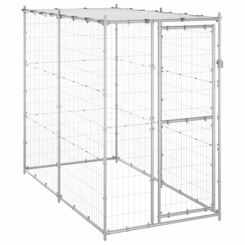 vidaXL Chenil Extérieur Acier Galvanisé avec Toit 110x220x180 cm Enclos Cage