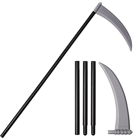 Faux de la faucheuse – baton malefique d'halloween de 110 cm en plastique détachable - halloween accessoire en plastique parfait pour la faucheuse halloween - arme plastique d'halloween réglable