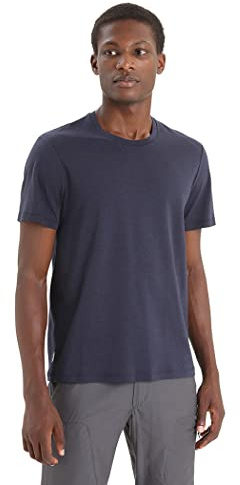 Icebreaker - Hombres Camiseta de Manga Corta Natural Blend Central Classic - para Uso Diario, Gimnasio y Entrenamiento - Midnight Navy, L