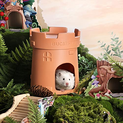 BUCATSTATE Ceramica Hamsterversteck Ceramica, Castle Shape Hamsterhaus und Cooles Nest für Zwerghamster Gerbil Mäuse Goldbär und andere kleine Haustiere