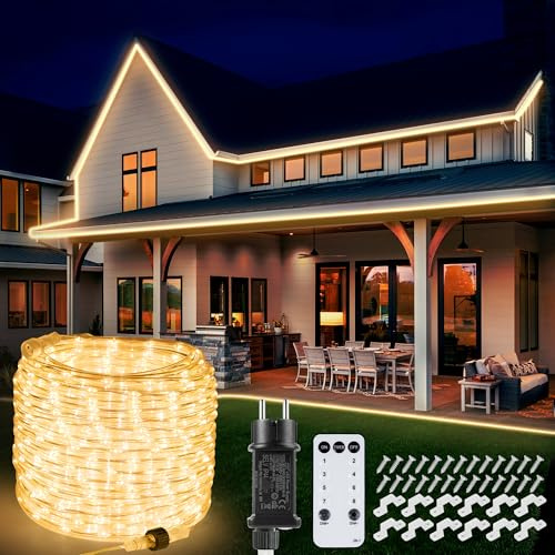 20 m 800 LED Cadena de Luces Exterior Conectable Blanco Cálido Con Mando a Distancia y Temporizador - 8 Modos IP68 Manguera de Luz Funciona Con Electricidad