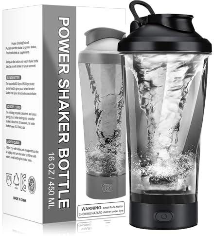 HIYAA Electric Protein Shaker Bottle, 16 oz Rechargeable Vortex Portable Electric Mixer, BPA Free, Shaker Cups for Protein Shakes and Meal Replacement Shakes, Perfect Gym Gift for Men Women, Black