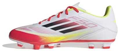 adidas Unisex F50 Club Football Boots FG/MG Fußballschuhe, Cloud White/Core Black/Solar Yellow