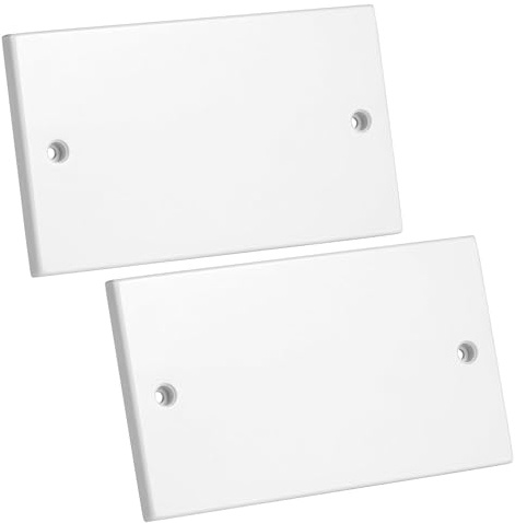 rhinocables Single-Gang Socket Blanking Plate – White Waterproof Cover for Unused Light Switch & Plug Boxes | Tough, Clean-Finish Wall Plate with Screws for Homes, Schools & Offices (Pack of 2)