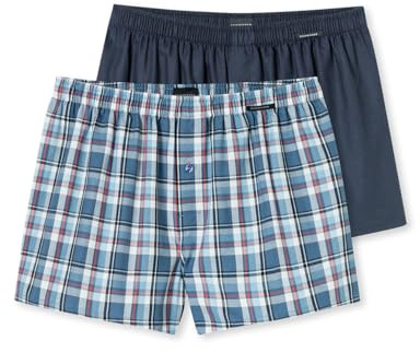 Schiesser Herren 2 Pack Boxershorts Baumwolle Web Multipack - Webboxer, Sortiert 7_182428, 10